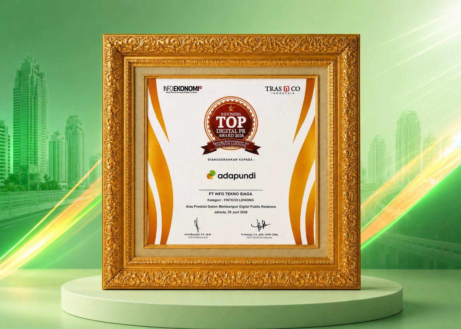 Adapundi Raih 8th Indonesia Top Digital PR Award 2026 Bukti Komitmen Komunikasi Transparan di Era Digital dan AI